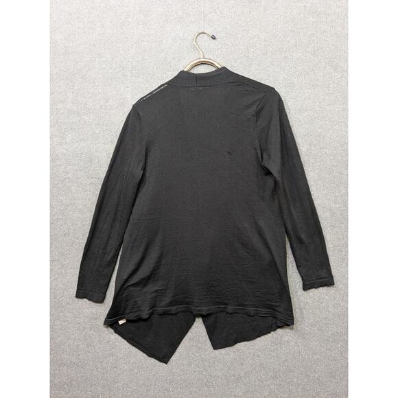 Eileen Fisher Open Front Cardigan Womens Medium Waterfall Collar Wool Black - Picture 6 of 12